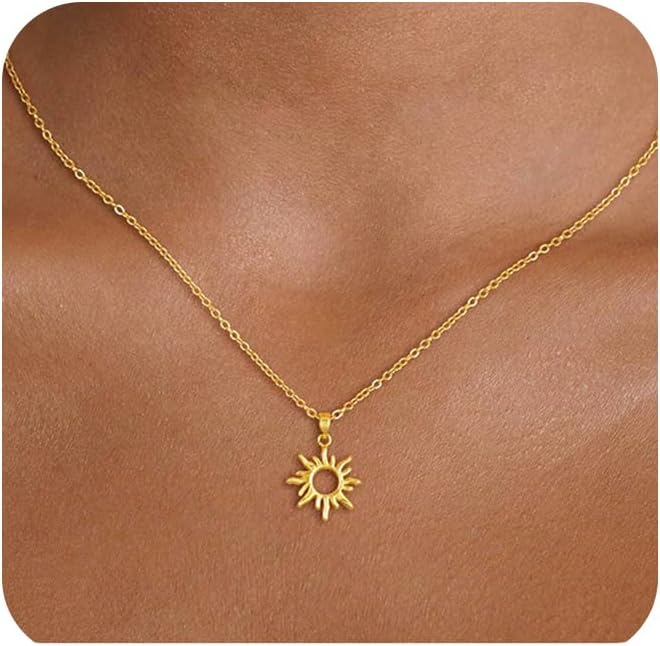 Funsanny Store قلائد لاريت للنساء - قلادة طويلة رقيقة عصرية مطلية بالذهب عيار 14K مقاومة للحساسية مجموعة قلادة سلسلة على شكل Y مع قلادة شمسية CZ على شكل T للنساء مجوهرات غير قابلة للتأكسد - Image 1
